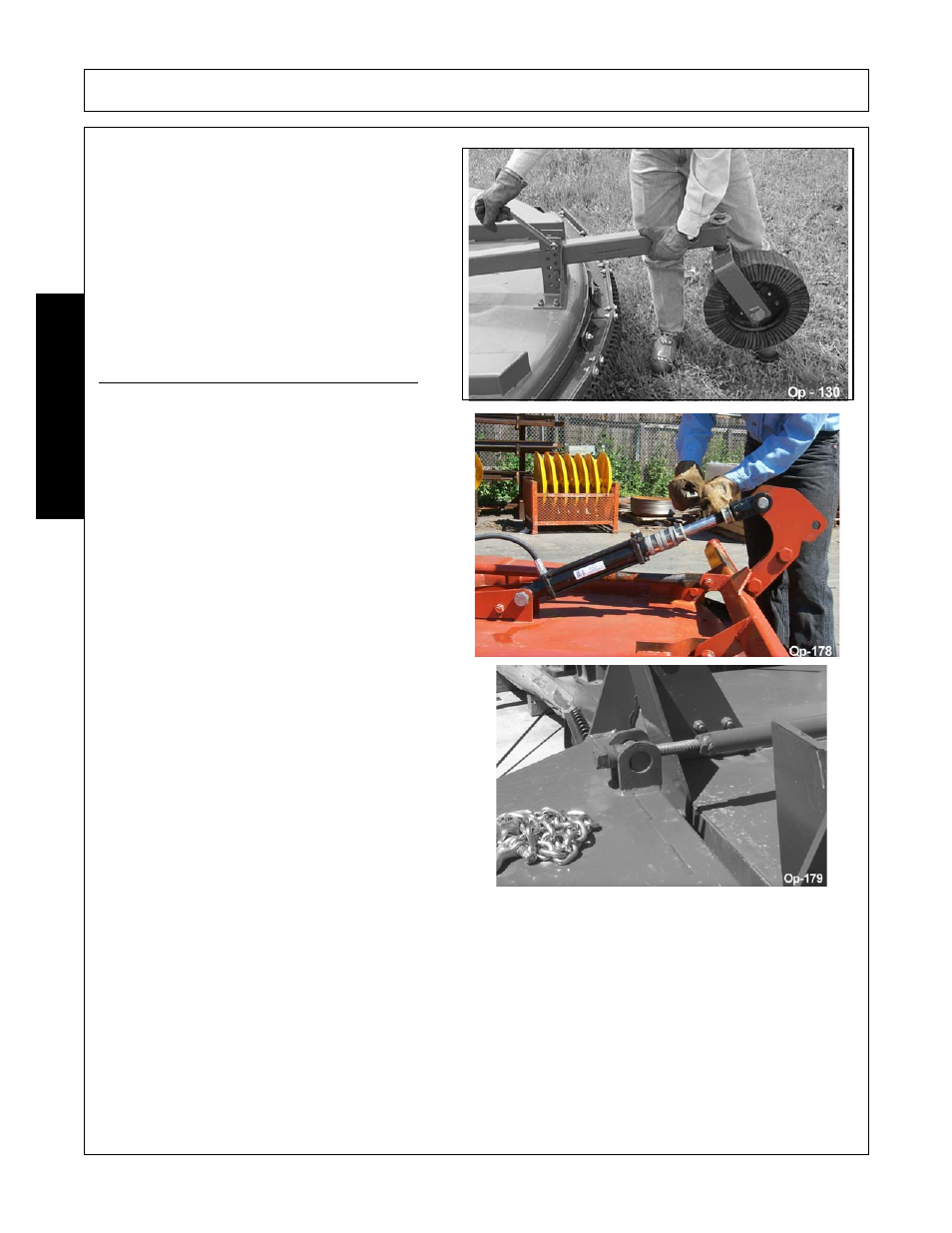 2 setting mowing height-pull type, Park the tractor and mower on level ground, Setting mowing height-pull type -14 | Operation, Opera t ion | Alamo FC-0016 User Manual | Page 112 / 170