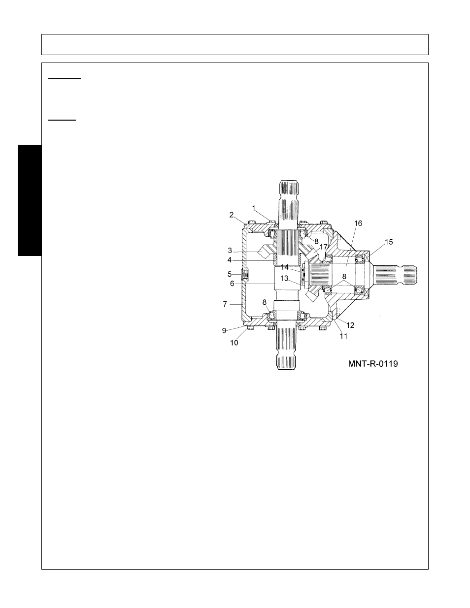 2 seal, 2 cap-side, 1 gear-14 tooth | 1 spacer, 2 pipe plug, 1 shaft, 1 housing, 4 bearing, 24 lock washer, 24 bolt | Alamo FC-0016 User Manual | Page 158 / 170