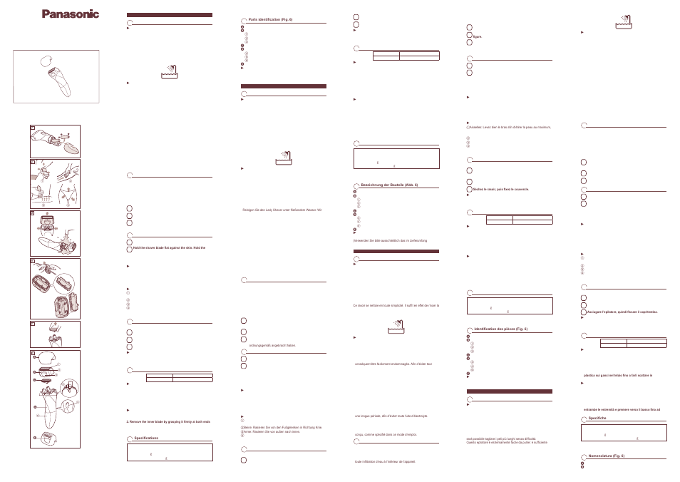 Panasonic ES2291 User Manual | 2 pages