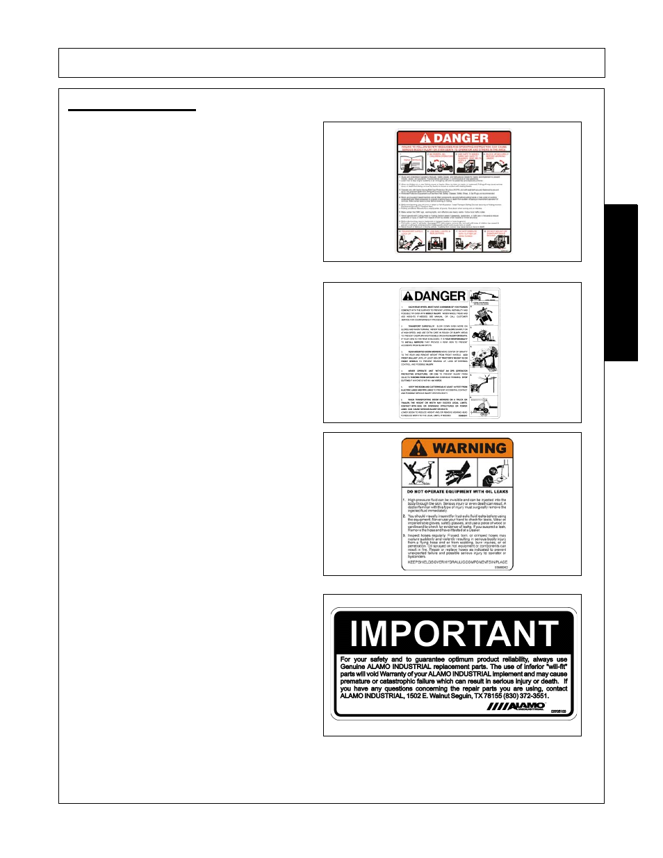 Decal description, Decal description -13, Safety | Alamo Swingtrim User Manual | Page 19 / 126