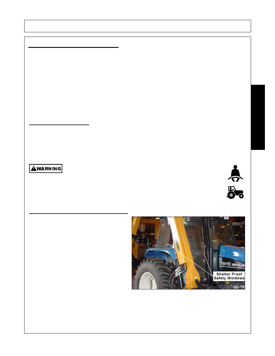 Tractor requirements, Tractor requirements and capabilities, 1 rops and seat belt | 2 operator thrown object protection, Operation, Opera t ion | Alamo Swingtrim User Manual | Page 81 / 126