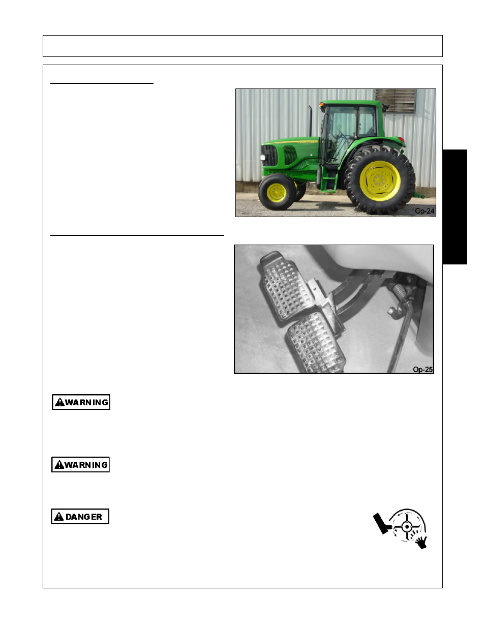 1 starting the tractor, 2 brake and differential lock setting, Operation | Opera t ion | Alamo Swingtrim User Manual | Page 99 / 126