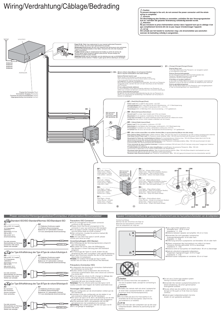 Wiring/verdrahtung/câblage/bedrading | Panasonic CQC1301NW User Manual | Page 2 / 2