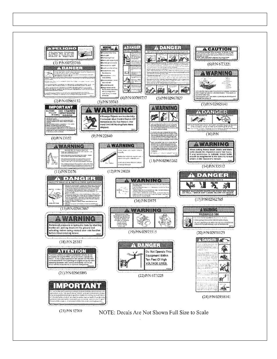 Decals - safety book listing | Alamo Axtreme FC-P-0002 User Manual | Page 62 / 114