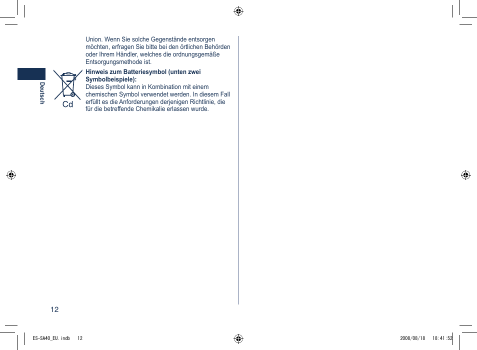 Panasonic ESSA40 User Manual | Page 12 / 92