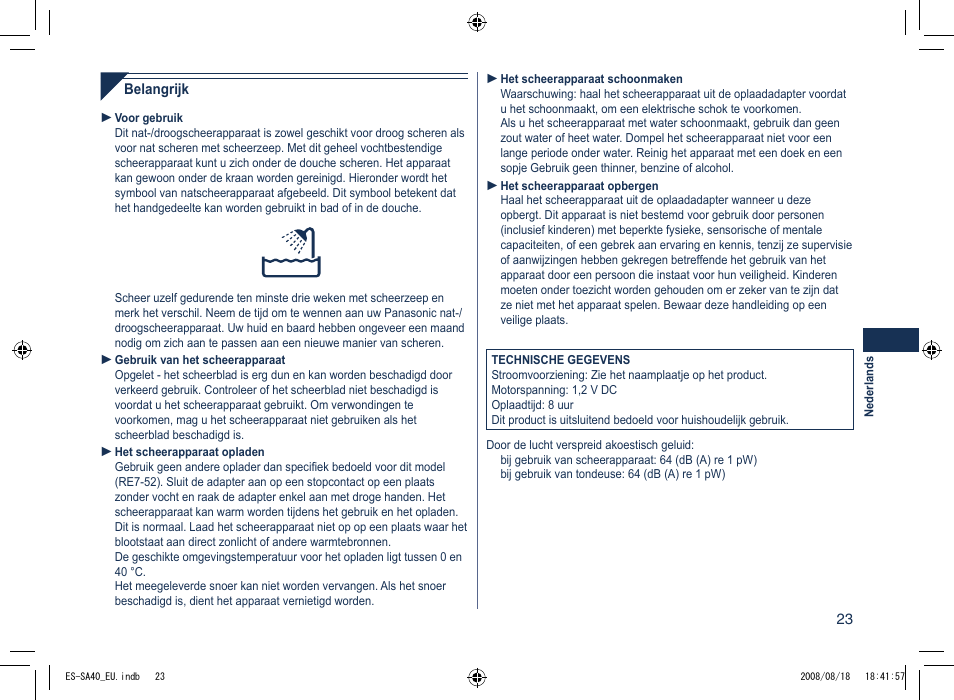 Panasonic ESSA40 User Manual | Page 23 / 92