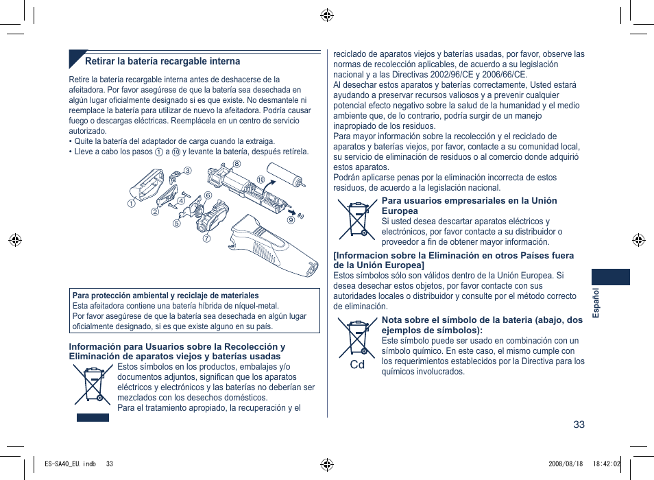 Panasonic ESSA40 User Manual | Page 33 / 92