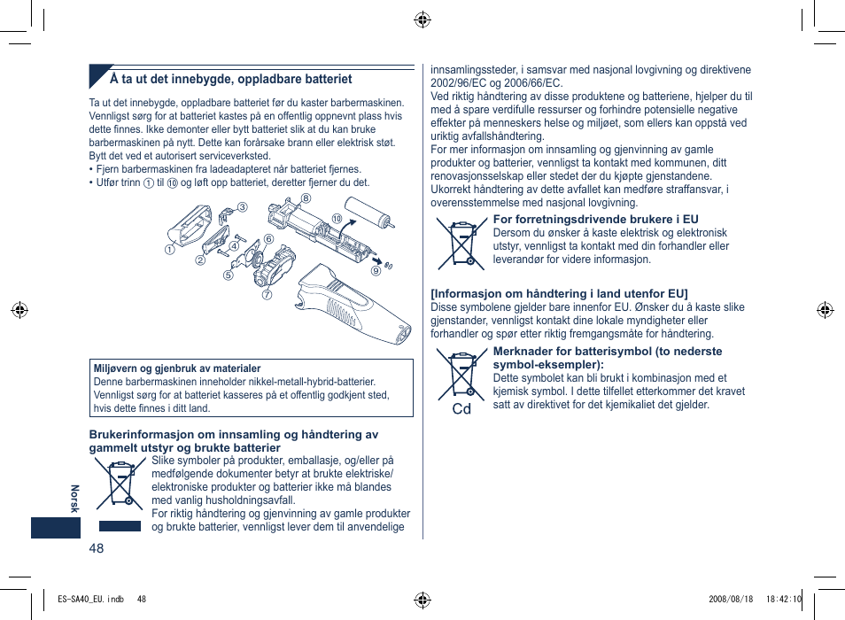 Panasonic ESSA40 User Manual | Page 48 / 92