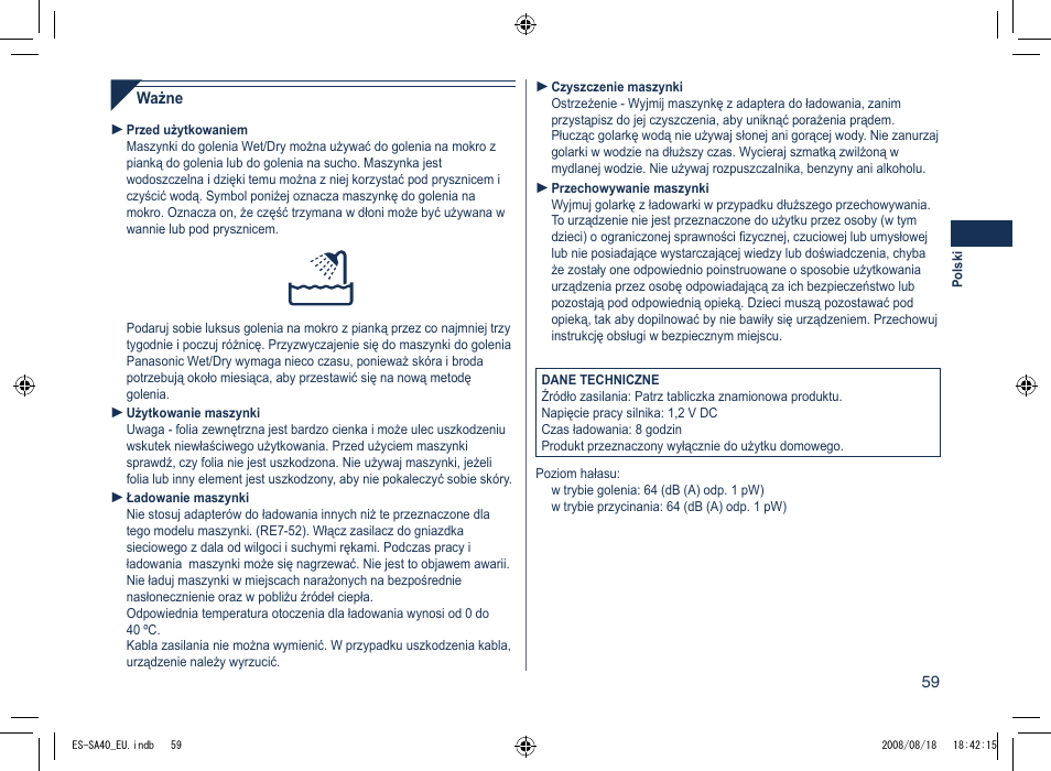 Panasonic ESSA40 User Manual | Page 59 / 92