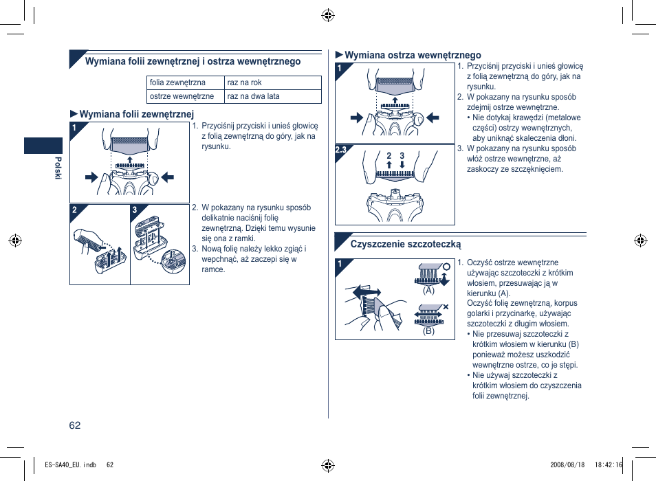 Panasonic ESSA40 User Manual | Page 62 / 92