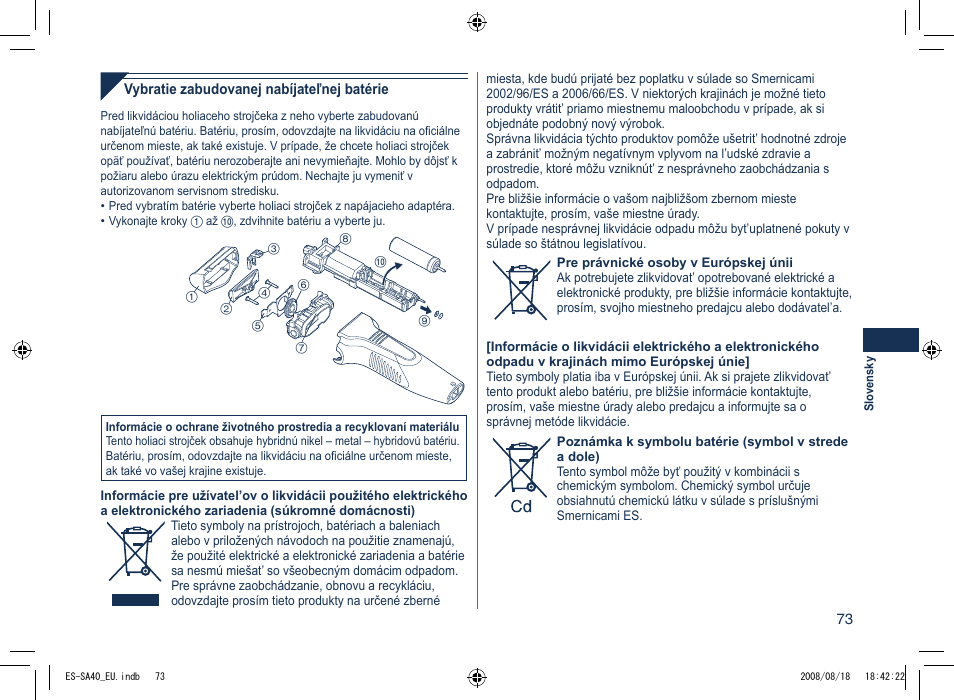 Panasonic ESSA40 User Manual | Page 73 / 92