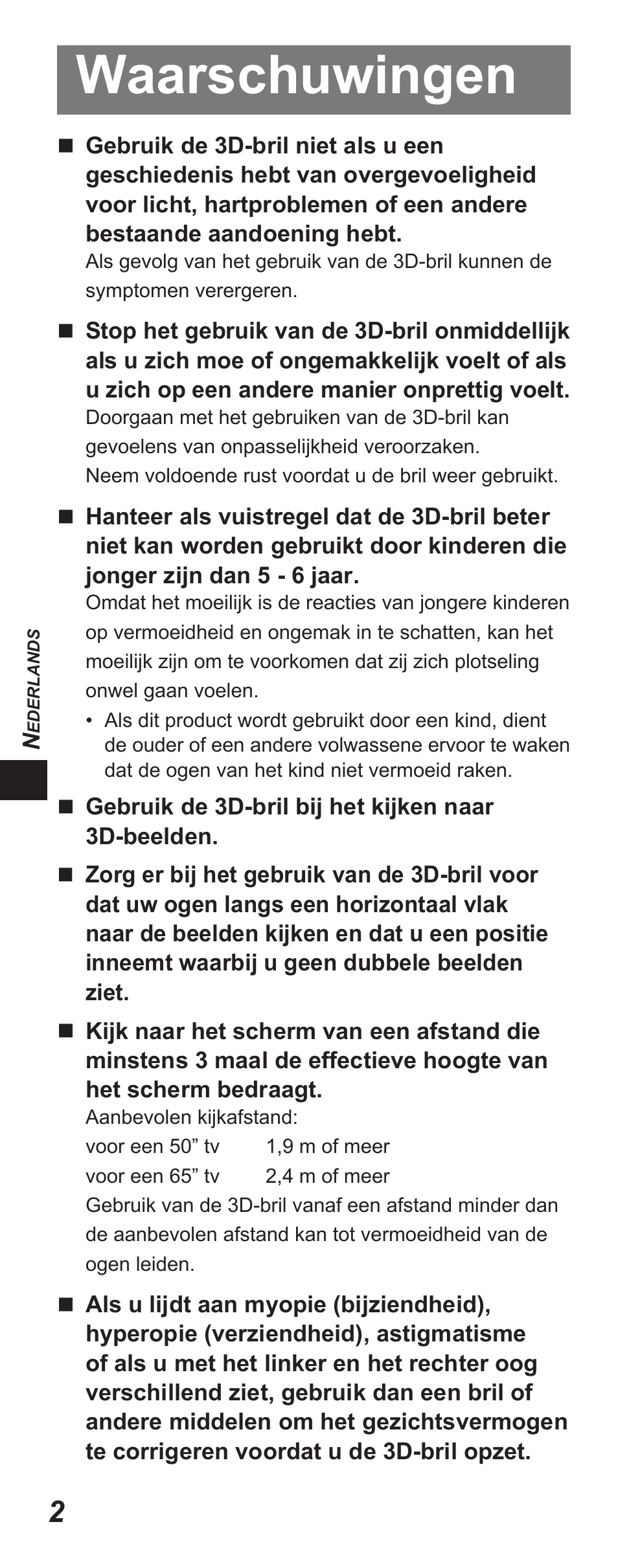 Waarschuwingen | Panasonic TYEP3D10EB User Manual | Page 12 / 102