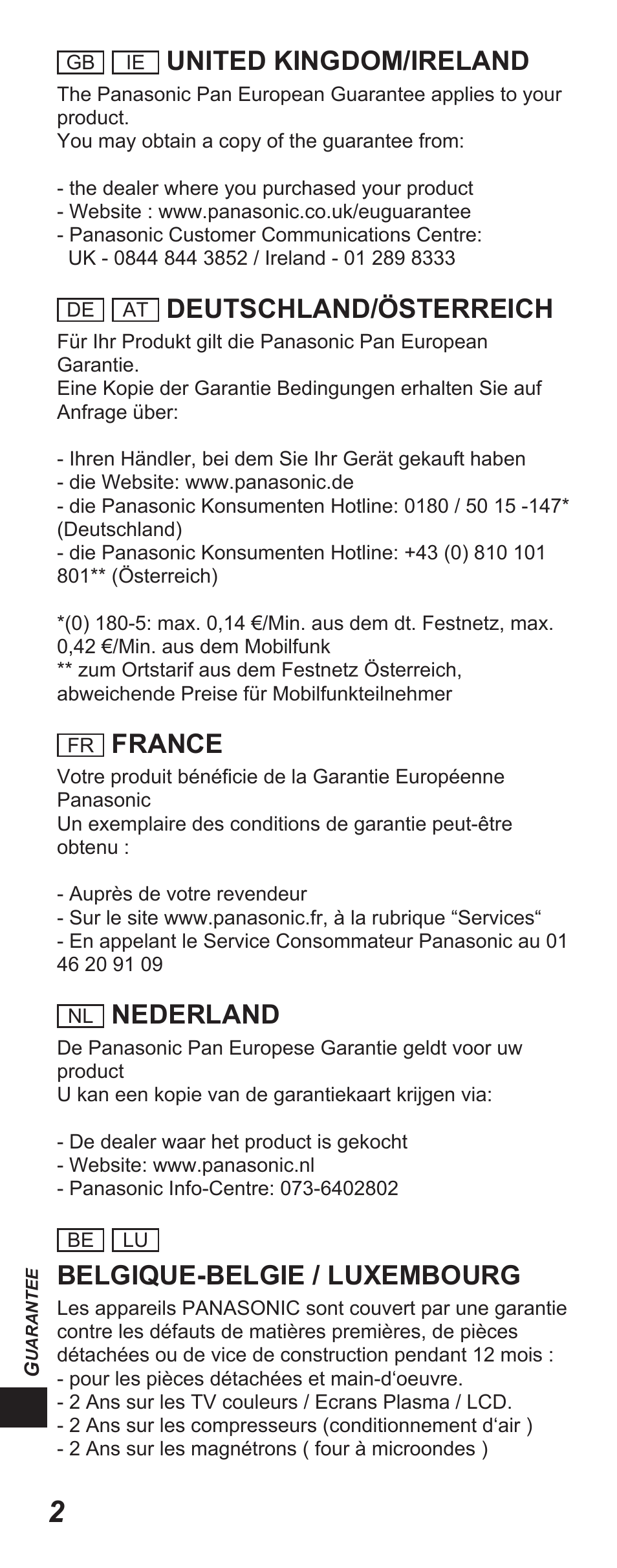 United kingdom/ireland, Deutschland/österreich, France | Nederland, Belgique-belgie / luxembourg | Panasonic TYEP3D10EB User Manual | Page 62 / 102