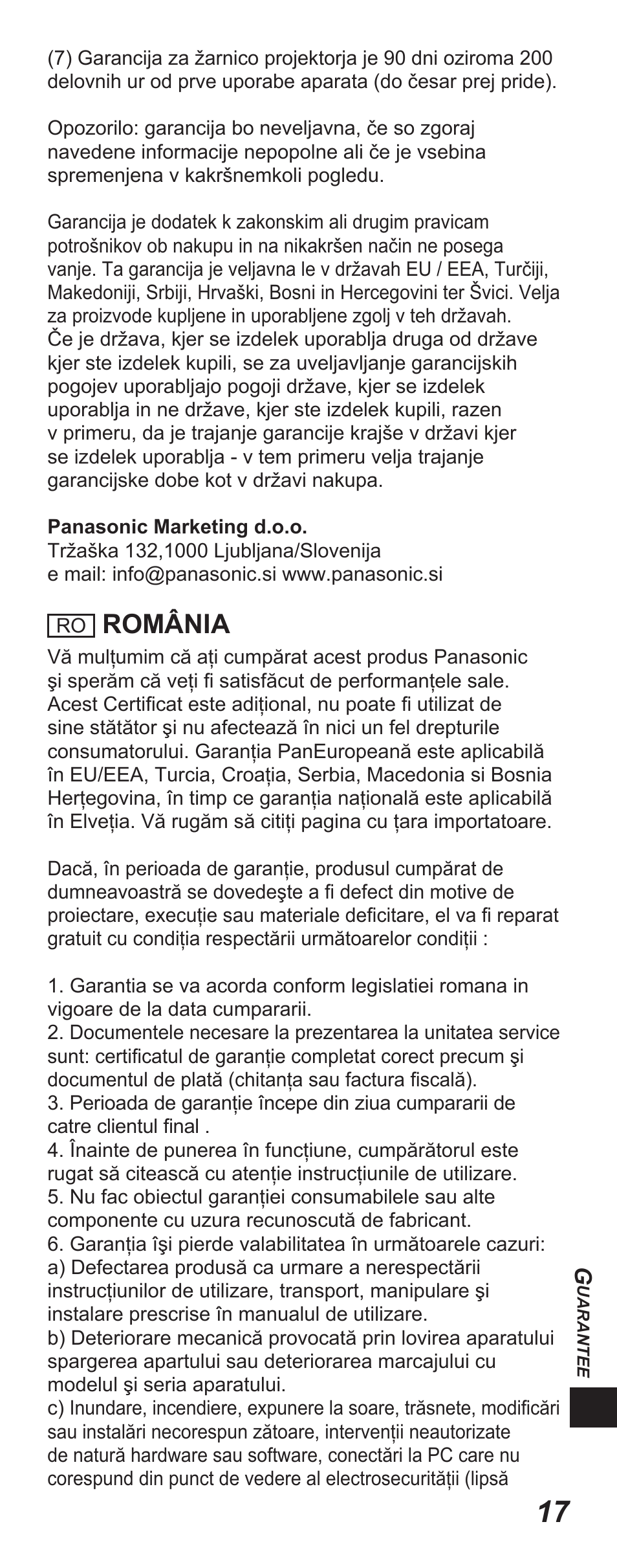 România | Panasonic TYEP3D10EB User Manual | Page 77 / 102