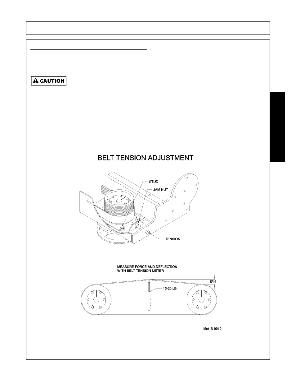 Belt tension adjustment (figure mnt-b-0010), Maintenance | Alamo Machete 2 02986941C User Manual | Page 109 / 122