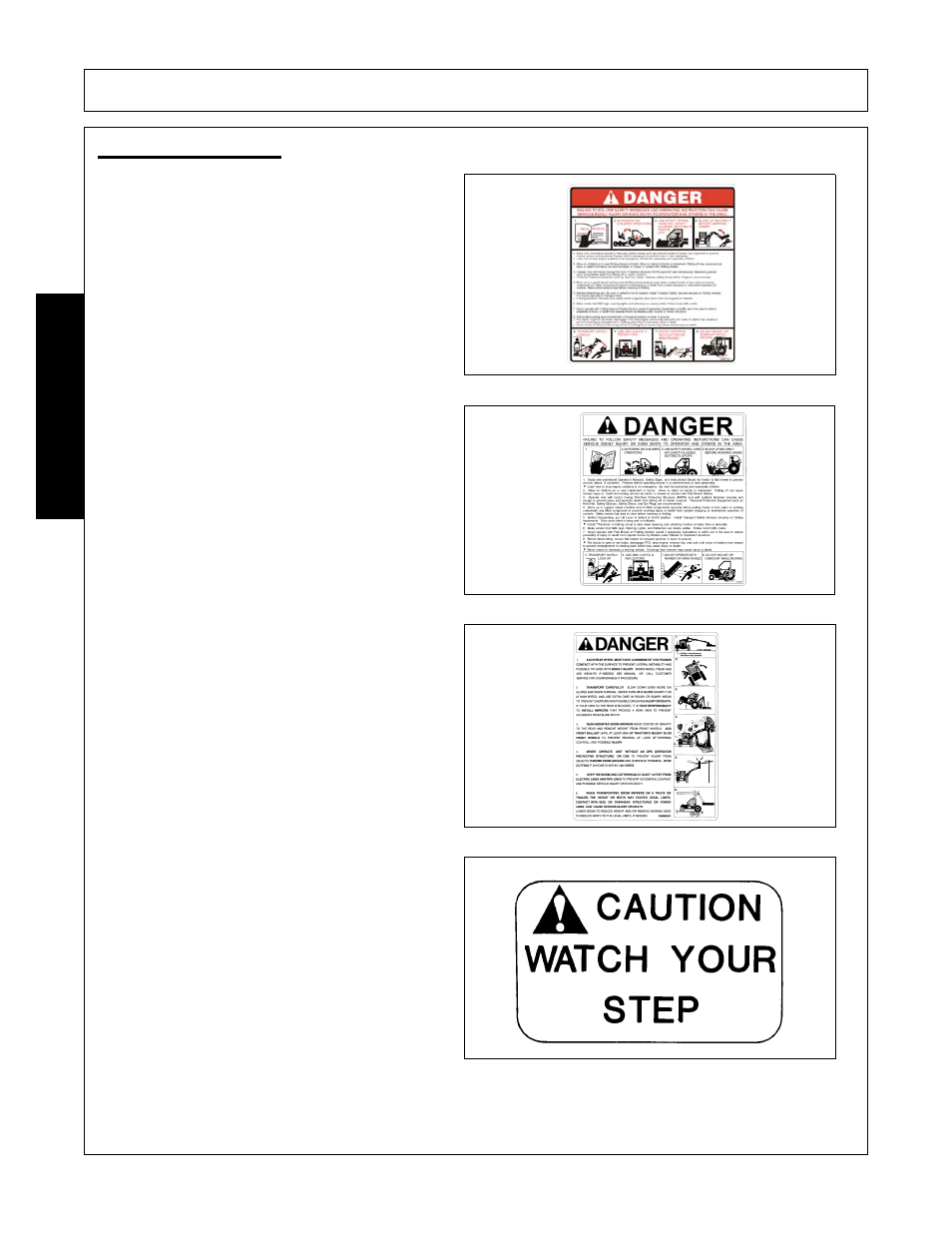Decal description, Decal description -26, Safety | Alamo Machete 2 02986941C User Manual | Page 30 / 122