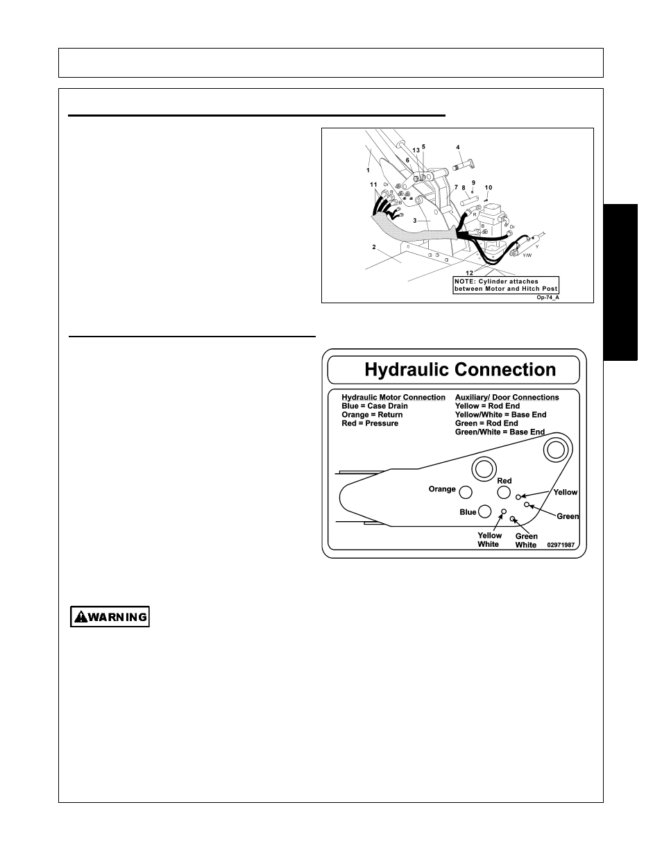 Connecting attaching heads to the boom, 1 connecting mower head hydraulics, Operation | Opera t ion | Alamo Machete 2 02986941C User Manual | Page 57 / 122