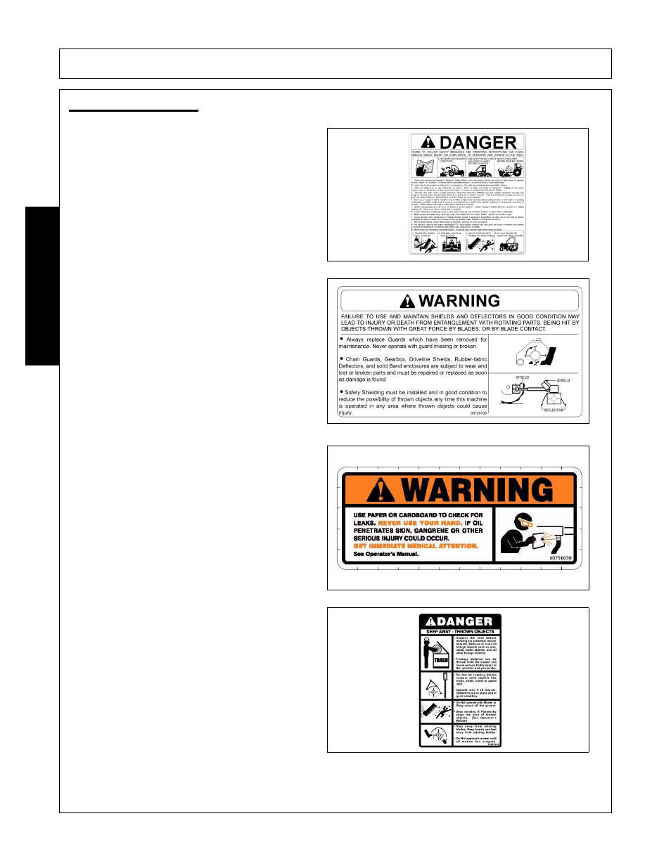 Decal description, Decal description -16, Safety | Alamo HYDRO 88 User Manual | Page 22 / 130