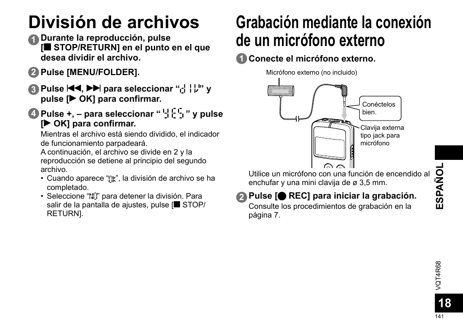 División de archivos | Panasonic RRUS310E User Manual | Page 141 / 293