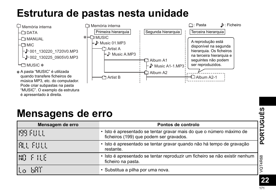 Português | Panasonic RRUS310E User Manual | Page 171 / 293