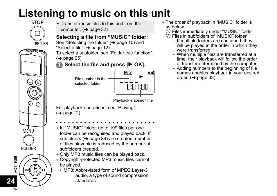 Listening to music on this unit | Panasonic RRUS310E User Manual | Page 24 / 293