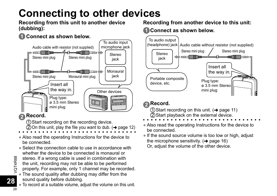 Connecting to other devices | Panasonic RRUS310E User Manual | Page 28 / 293