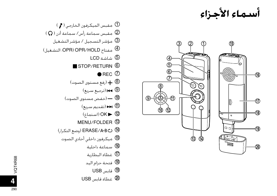 ﺀﺍﺰﺟﻷﺍ ﺀﺎﻤﺳﺃ | Panasonic RRUS310E User Manual | Page 290 / 293