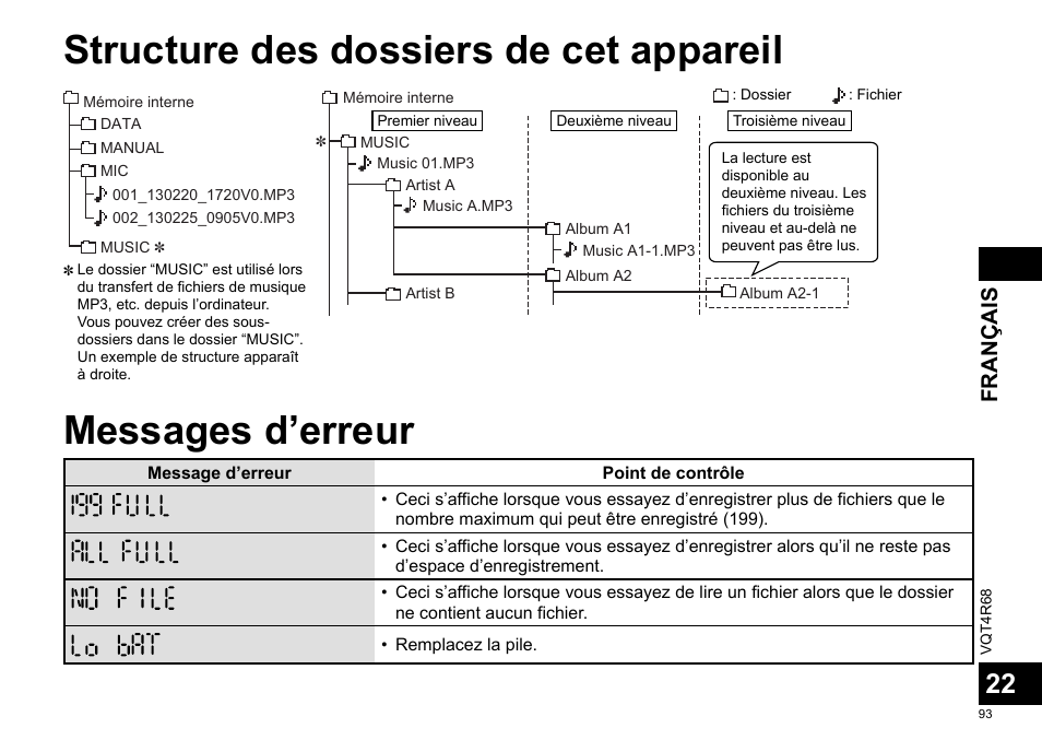 Français | Panasonic RRUS310E User Manual | Page 93 / 293