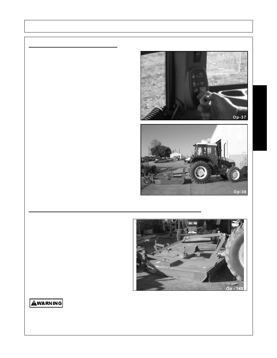 6 shutting down the implement, Disconnecting the mower from the tractor, Operation | Opera t ion | Alamo GR60 User Manual | Page 115 / 146