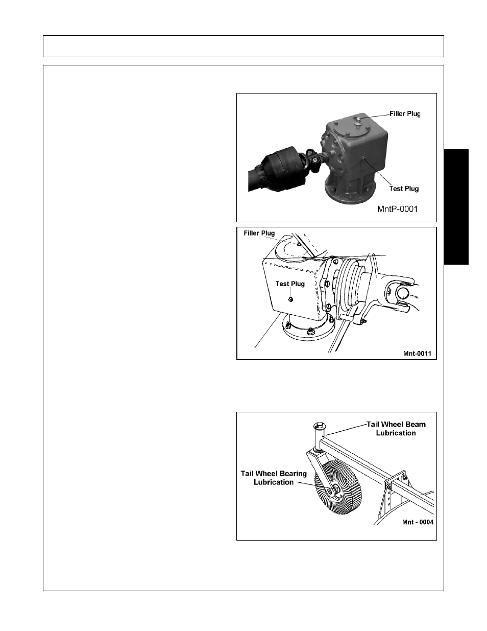 Gearbox lubrication (figure mnt-0001 and mnt-0011), Tail wheel lubrication, Maintenance | Alamo GR60 User Manual | Page 127 / 146