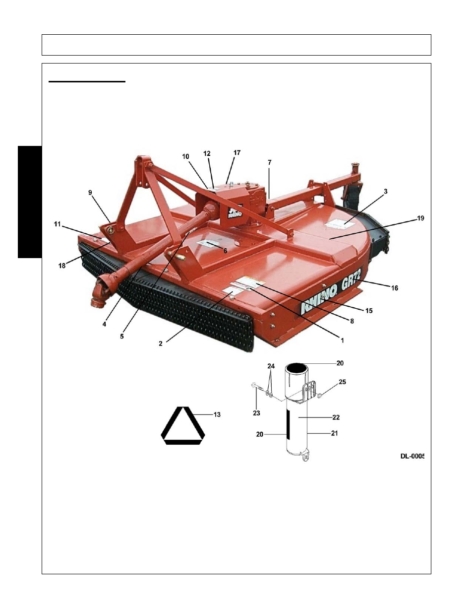 Decal location, Decal location -12, Safety | Alamo GR60 User Manual | Page 18 / 146