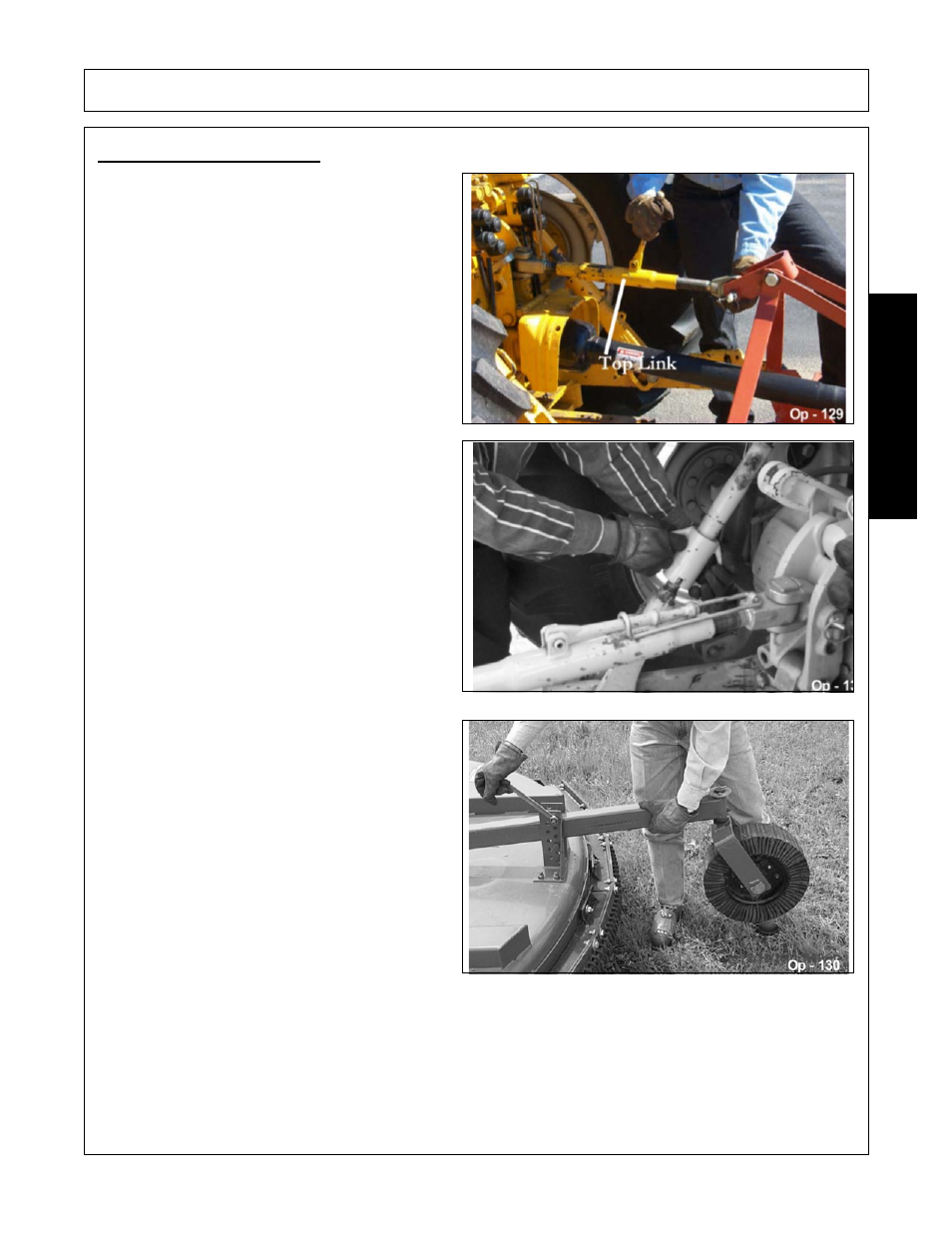 1 setting mower height, Park the tractor and mower on level ground, Shut down the tractor and remove the key | Securely block up the mower at this height, Setting mower height -11, Operation, Opera t ion | Alamo GR60 User Manual | Page 93 / 146