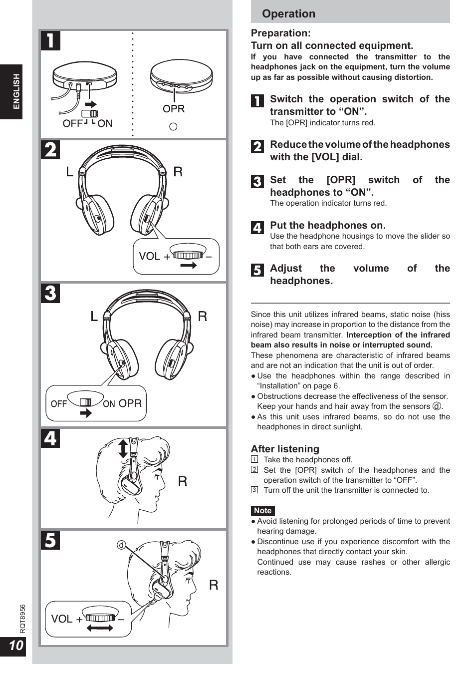 Operation | Panasonic RPWH25 User Manual | Page 10 / 64
