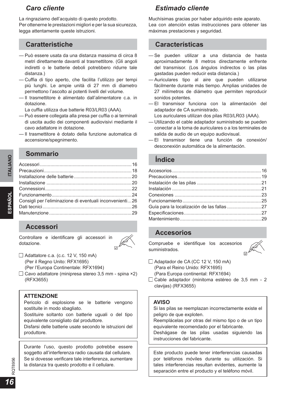 Panasonic RPWH25 User Manual | Page 16 / 64