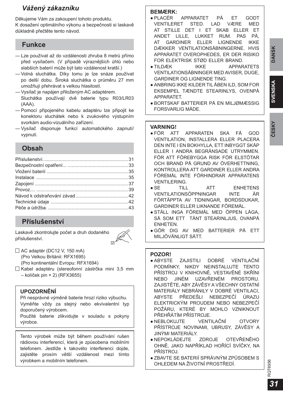 Panasonic RPWH25 User Manual | Page 31 / 64