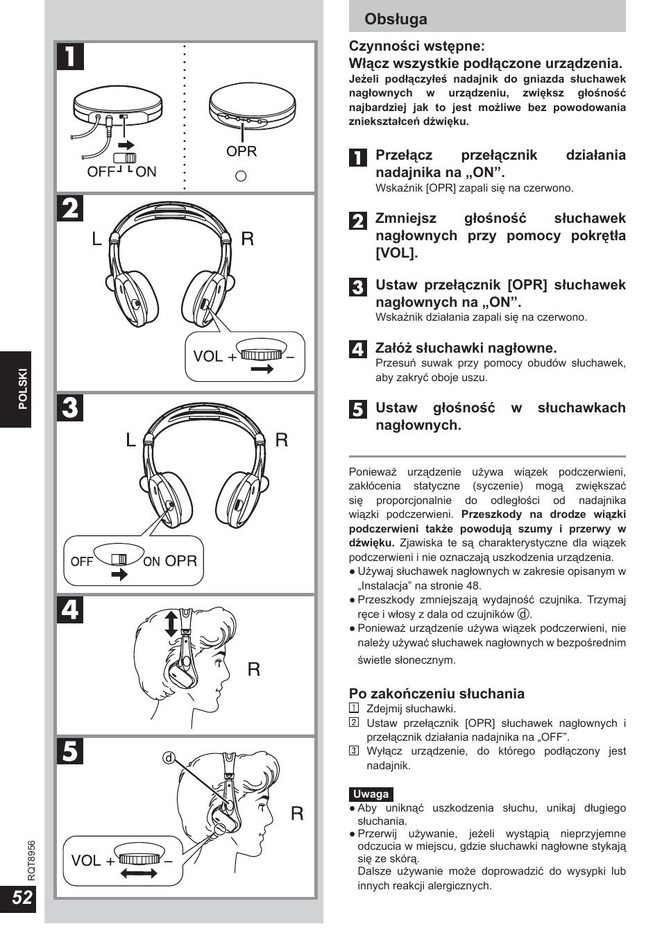 Obsługa | Panasonic RPWH25 User Manual | Page 52 / 64