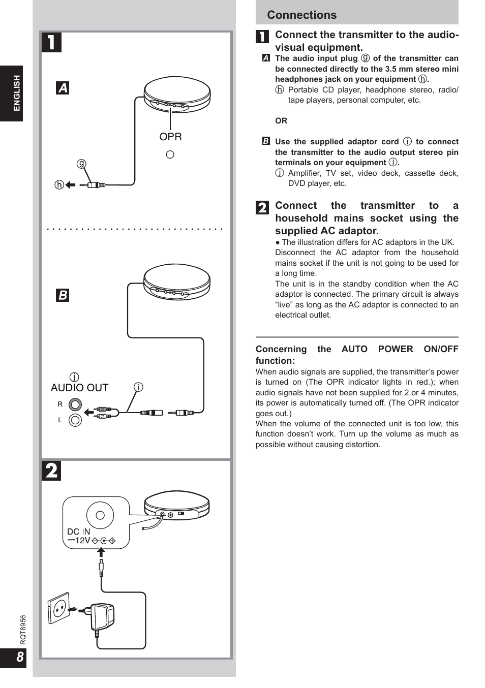 Connections | Panasonic RPWH25 User Manual | Page 8 / 64