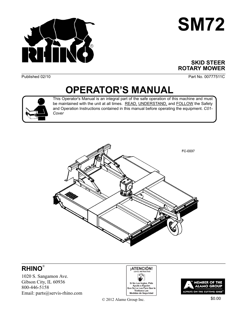 Alamo RHINO SM72 User Manual | 136 pages