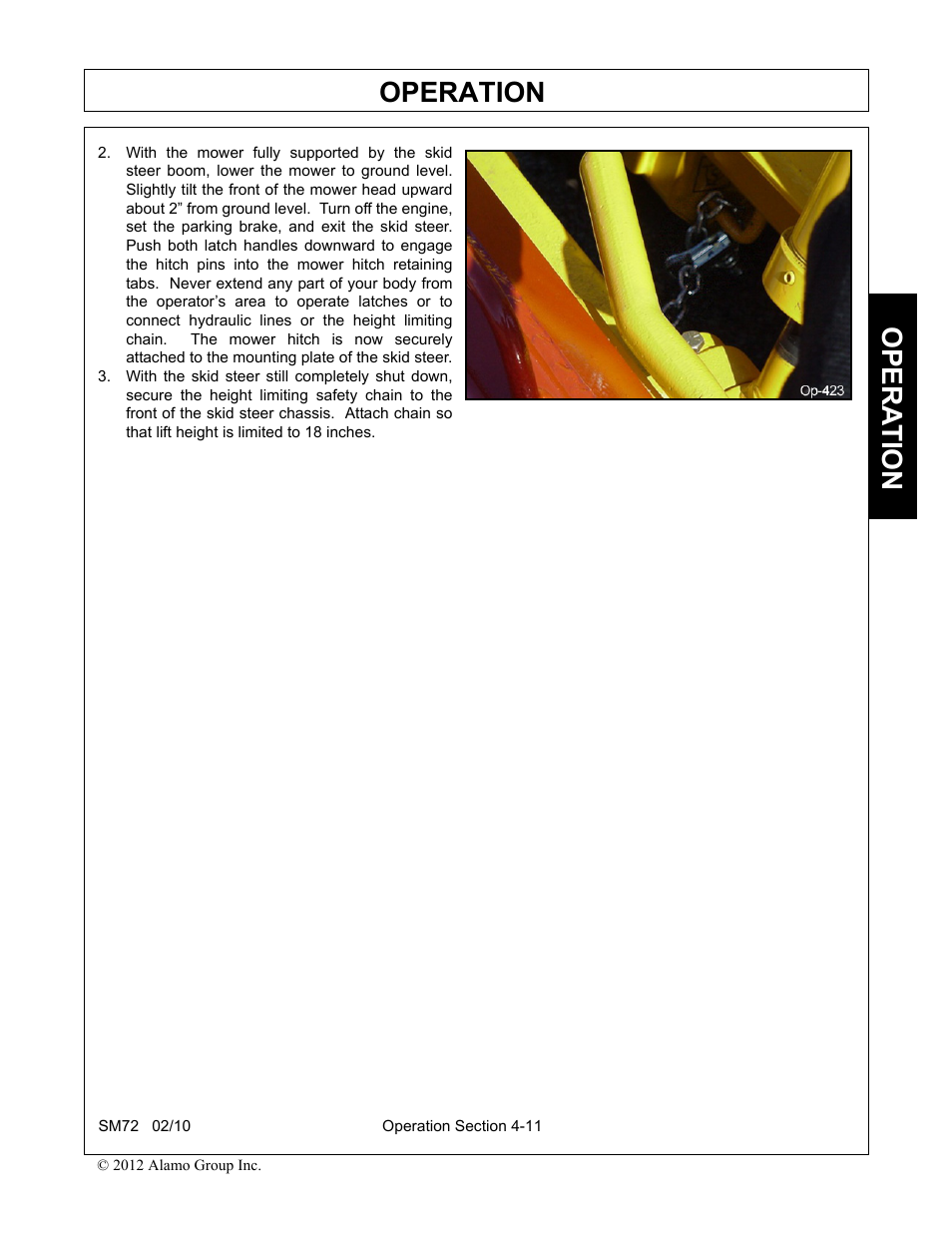 Operation, Opera t ion | Alamo RHINO SM72 User Manual | Page 103 / 136