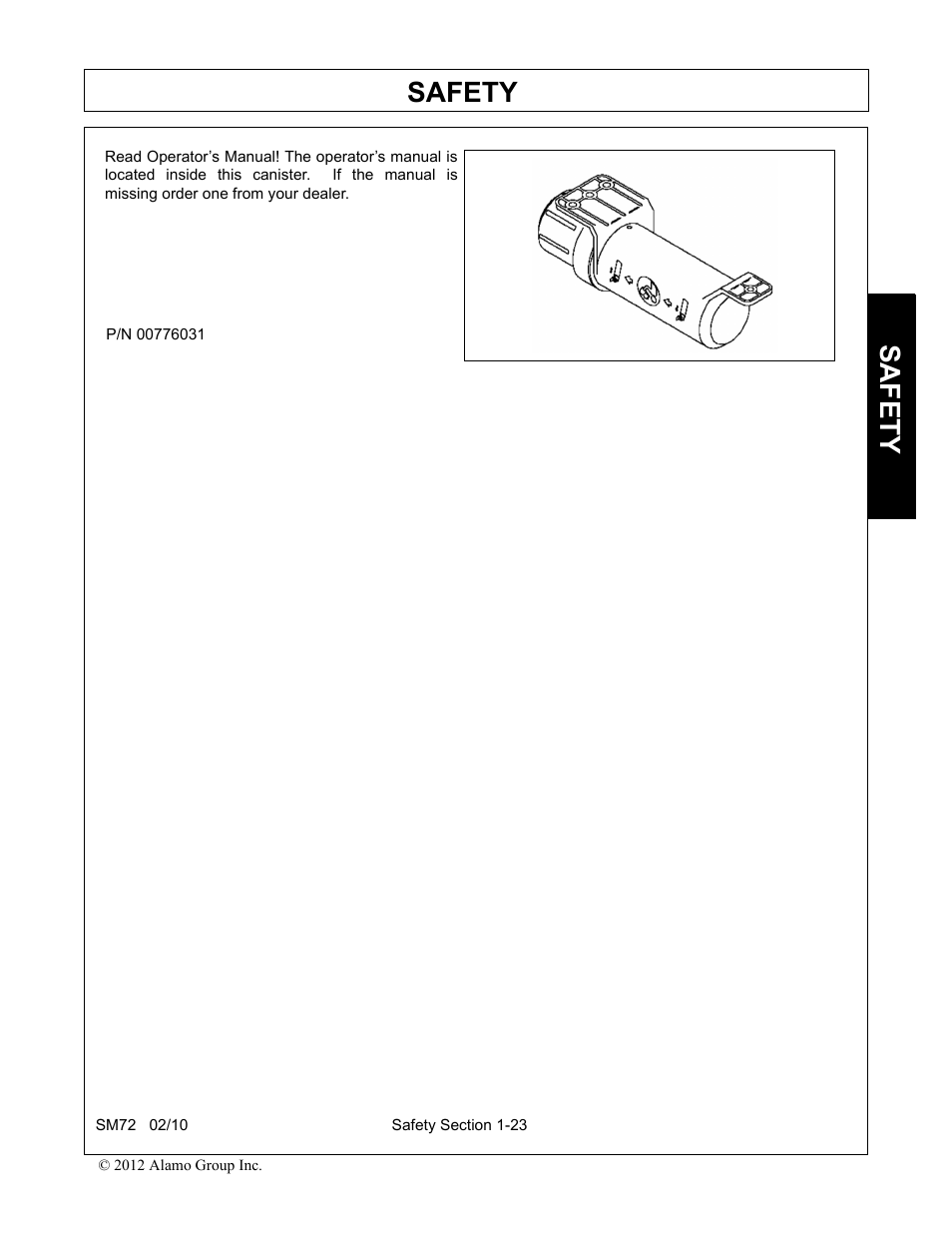 Safety | Alamo RHINO SM72 User Manual | Page 29 / 136