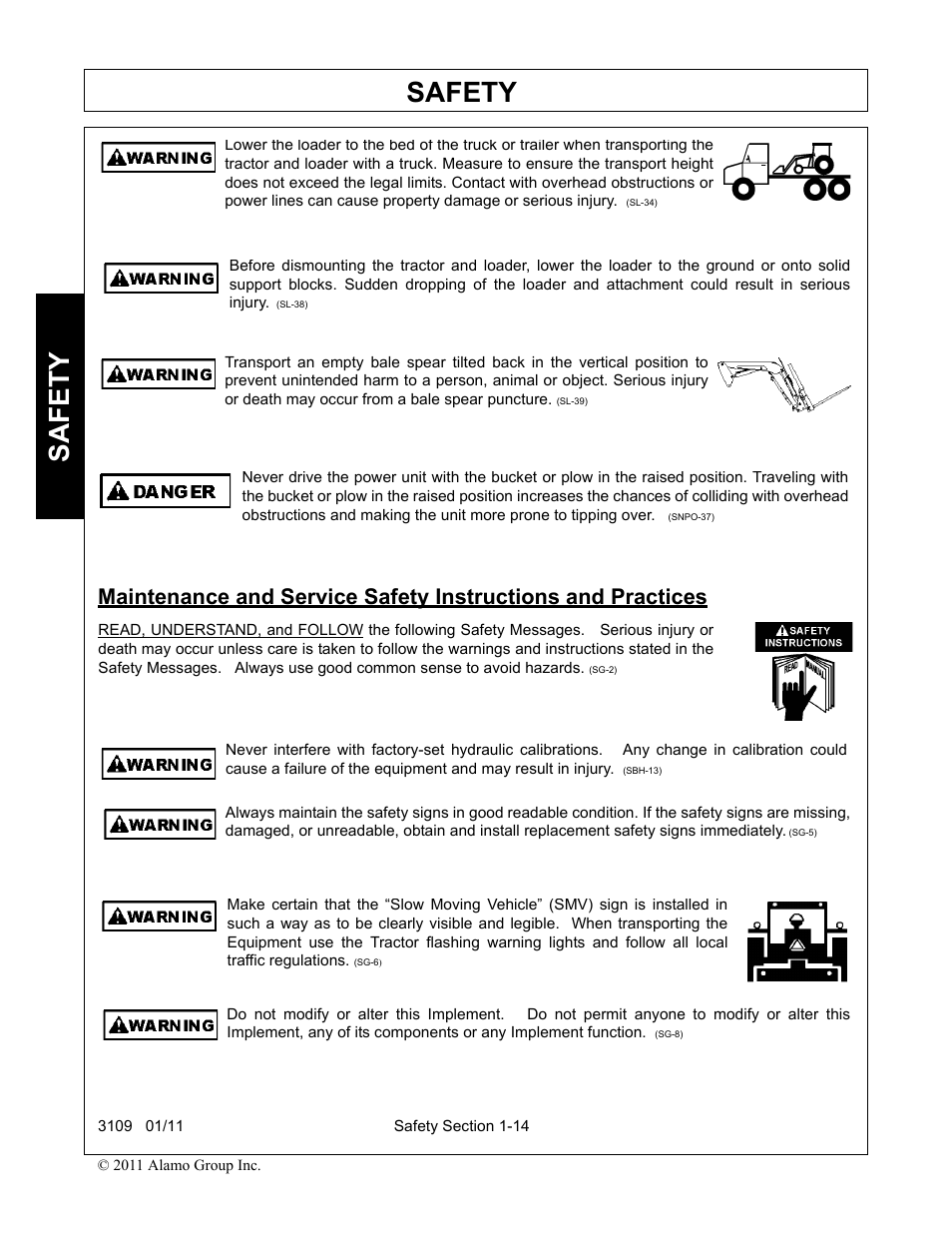 Safety | Alamo 3109 User Manual | Page 18 / 104