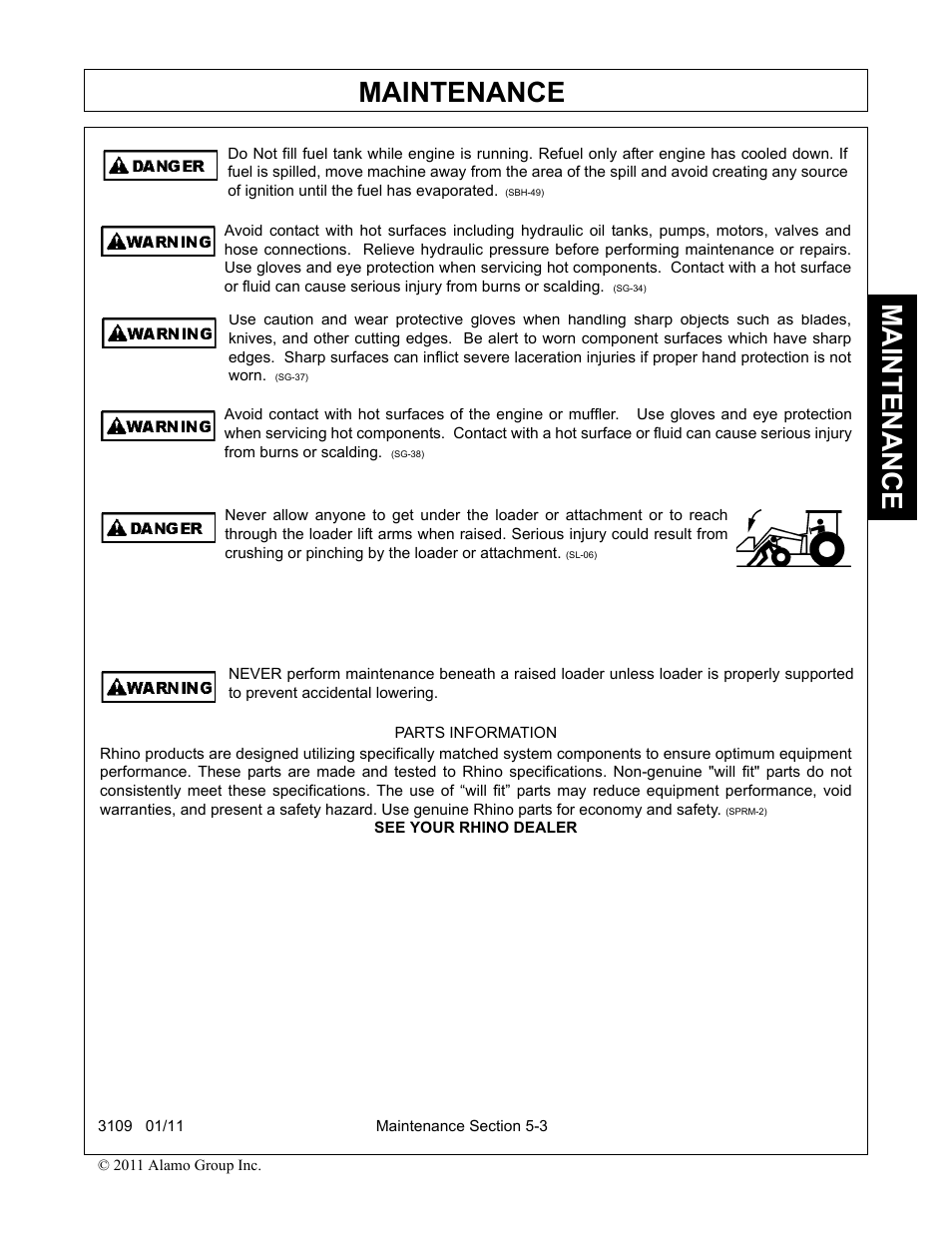 Maintenance | Alamo 3109 User Manual | Page 93 / 104