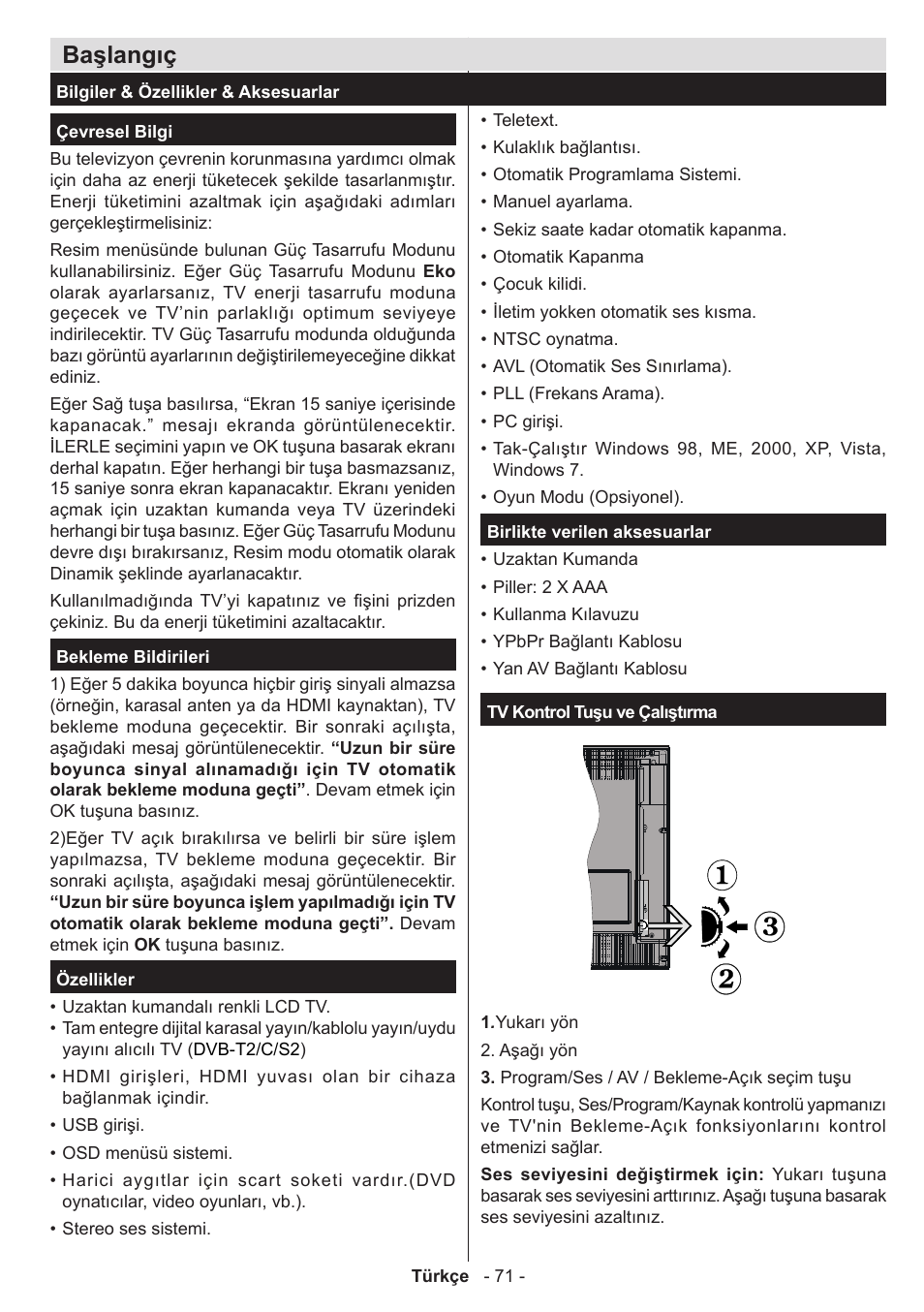 Başlangıç | Panasonic TX39AW304 User Manual | Page 72 / 89