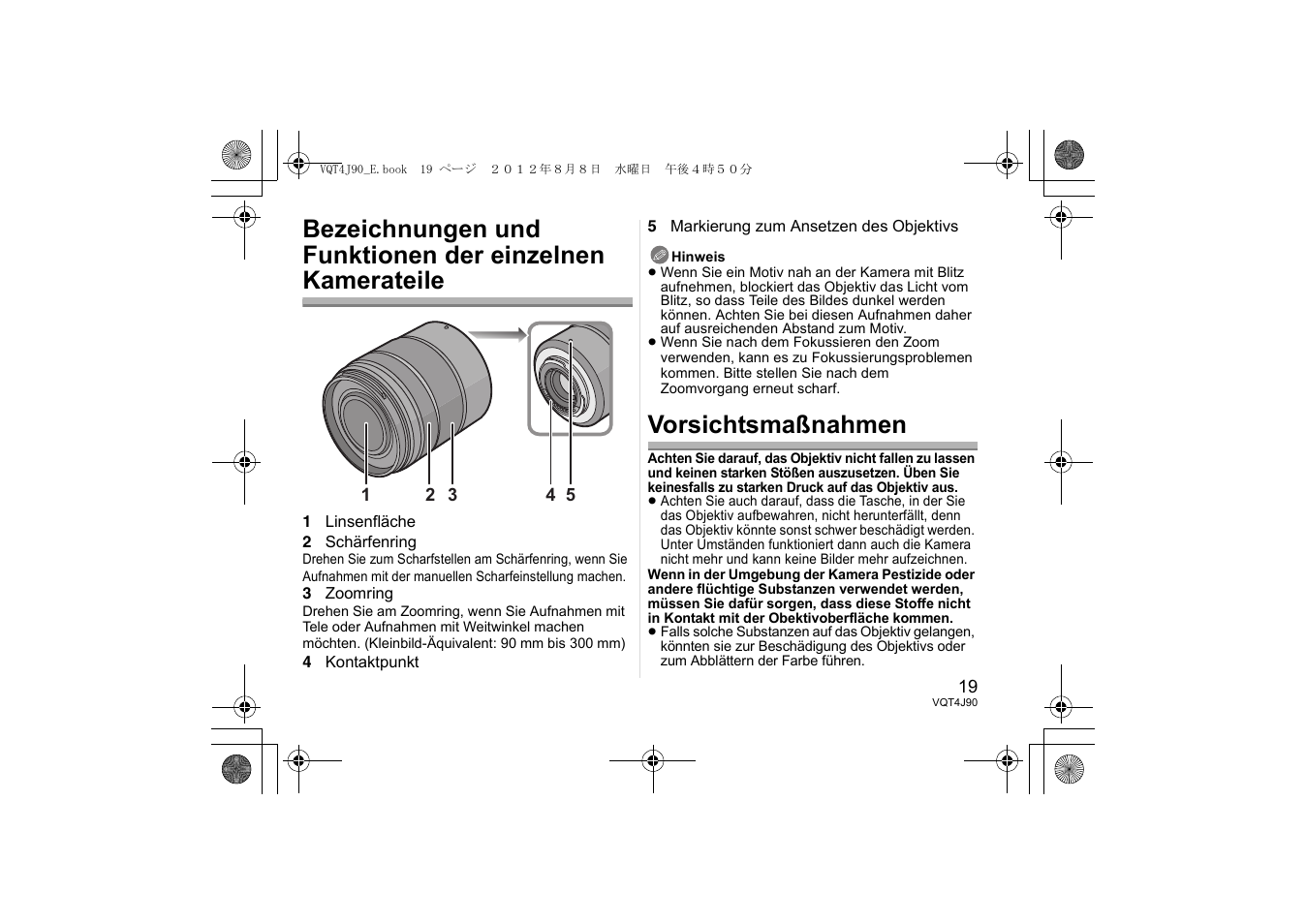 Vorsichtsmaßnahmen | Panasonic HFS45150E User Manual | Page 19 / 72