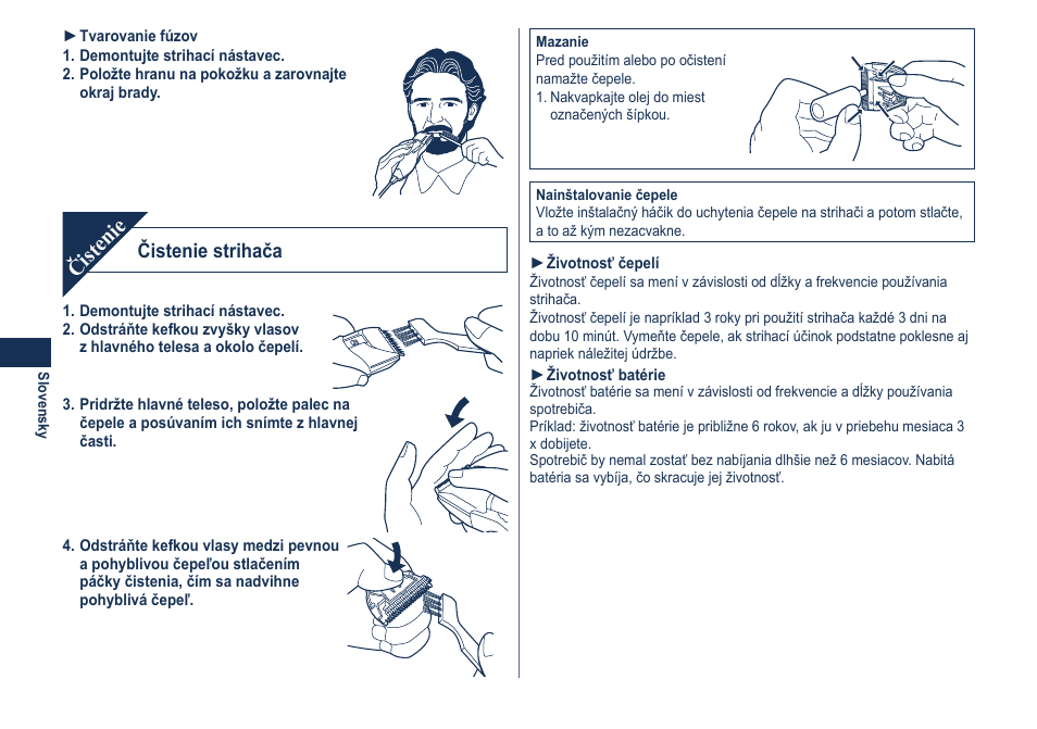 Čistenie, Čistenie strihača | Panasonic ER2061 User Manual | Page 56 / 84