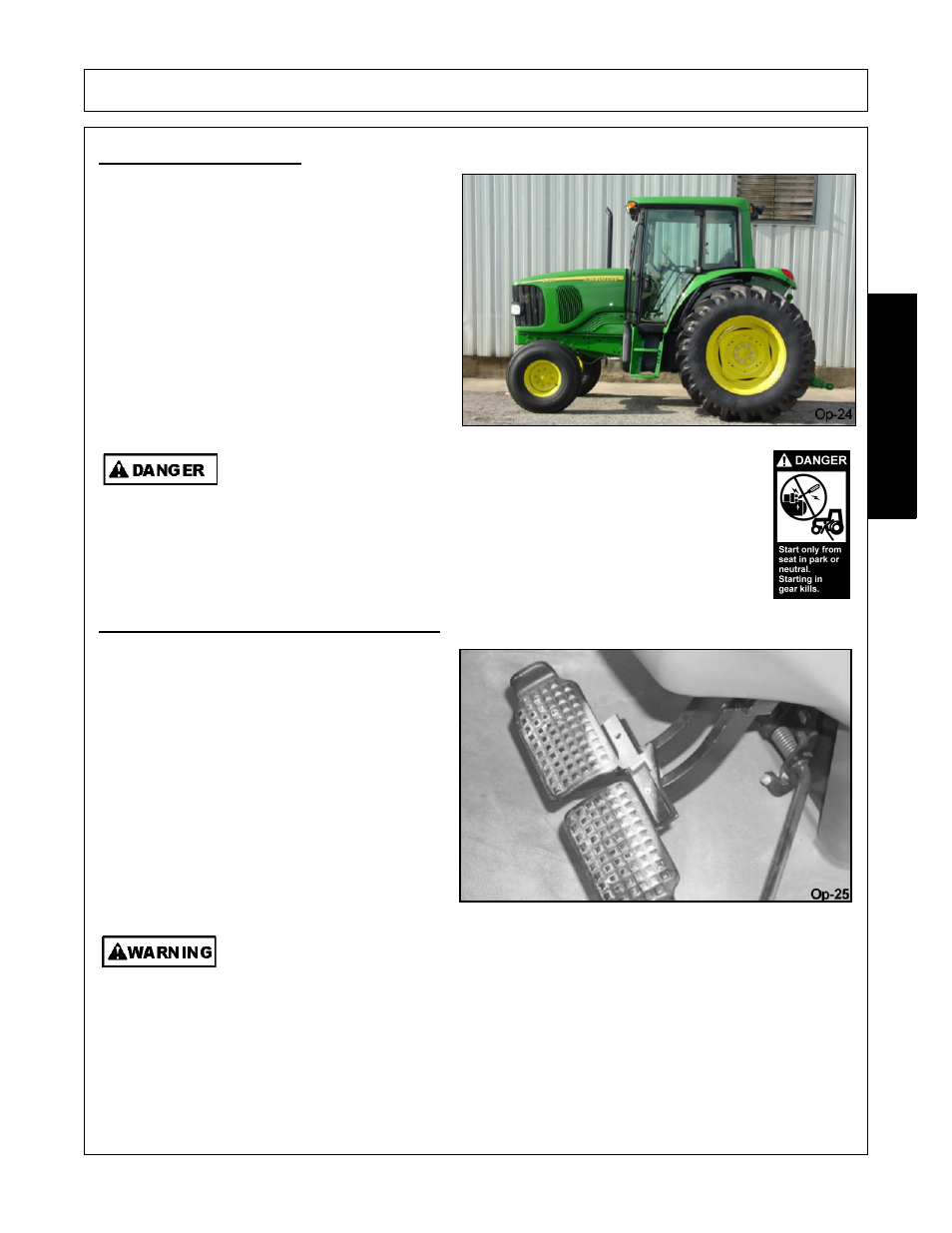 2 starting the tractor, 3 brake and differential lock setting, Operation | Opera t ion | Alamo Versa Series User Manual | Page 147 / 186