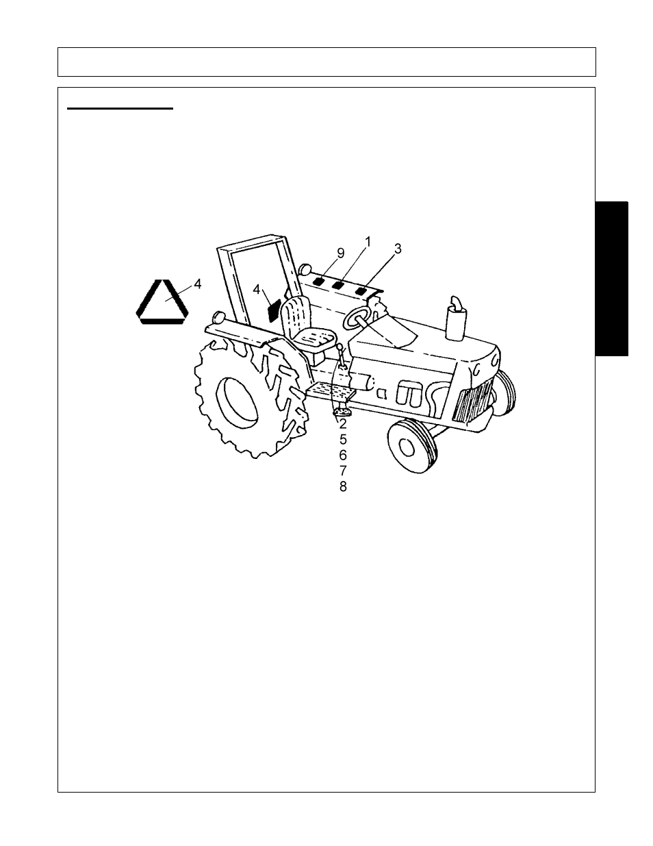 Decal location, 00749117 1 danger multi-hazard, 00756059 1 danger oil leak detection | 02958241 1 danger boom mower multi-hazard, 03200347 (1) reflect smv emblem, 02962024 1 instruct valve oper plate, a-boom, 02962748 1 instruct solenoid on-off, 02964677 1 instruct boom rest, 02965093 1 instruct do not over speed, 02965262 1 warning hose burst | Alamo Versa Series User Manual | Page 23 / 186