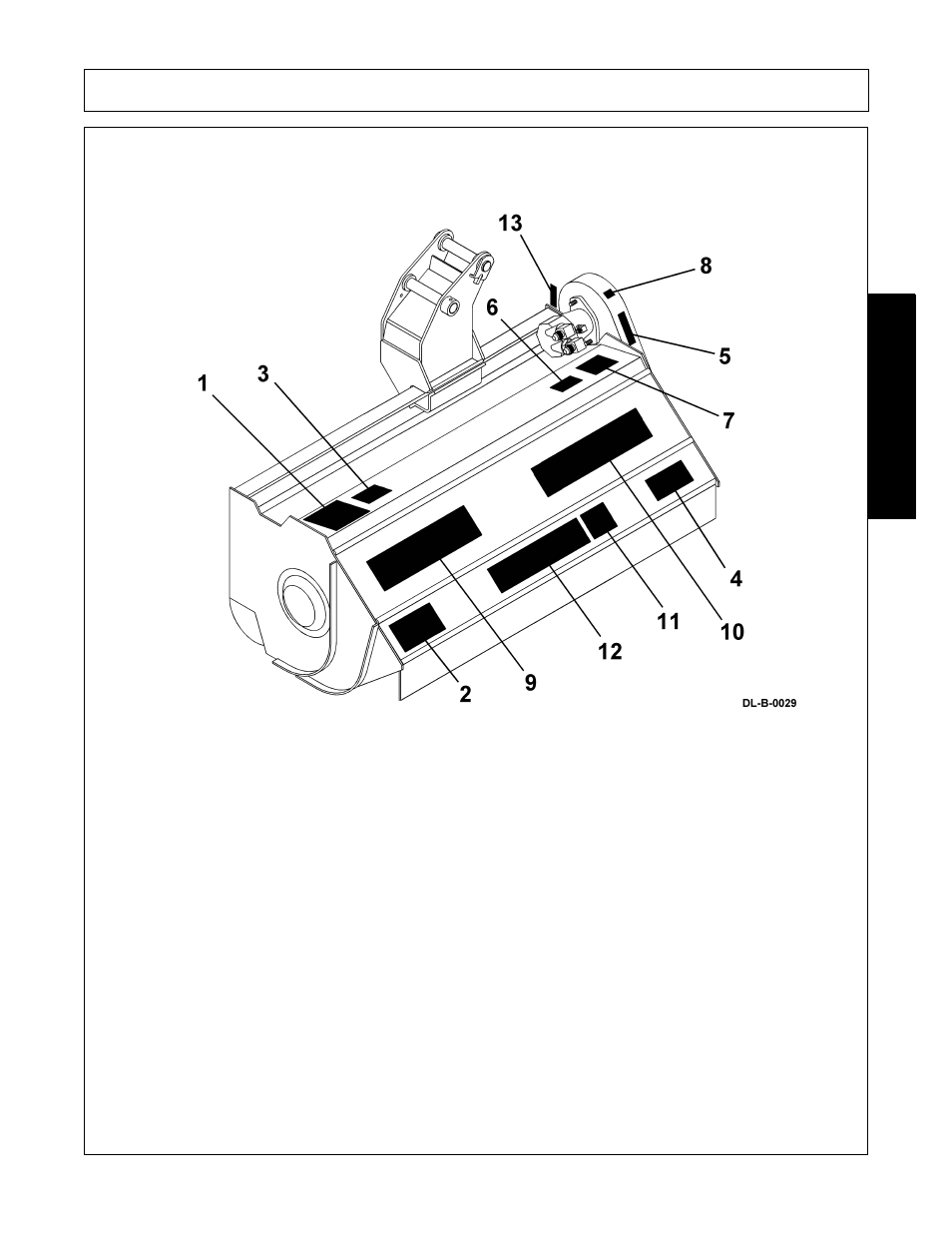 002369 1 danger multi- hazard, flail, 02967668 2 danger cutting blades/thrown objects, 02965141 1 danger boom flails | 00725739 1 warning use/repair shields & guards, 00758194 1 warning v-belt pinch point, 02925100 1 important genuine replacement parts, 000108 1 instruct flail operating instructions, 000678 1 instruct grease fitting location, 00757139 1 logo alamo industrial, 02968953 1 logo machete | Alamo Versa Series User Manual | Page 29 / 186