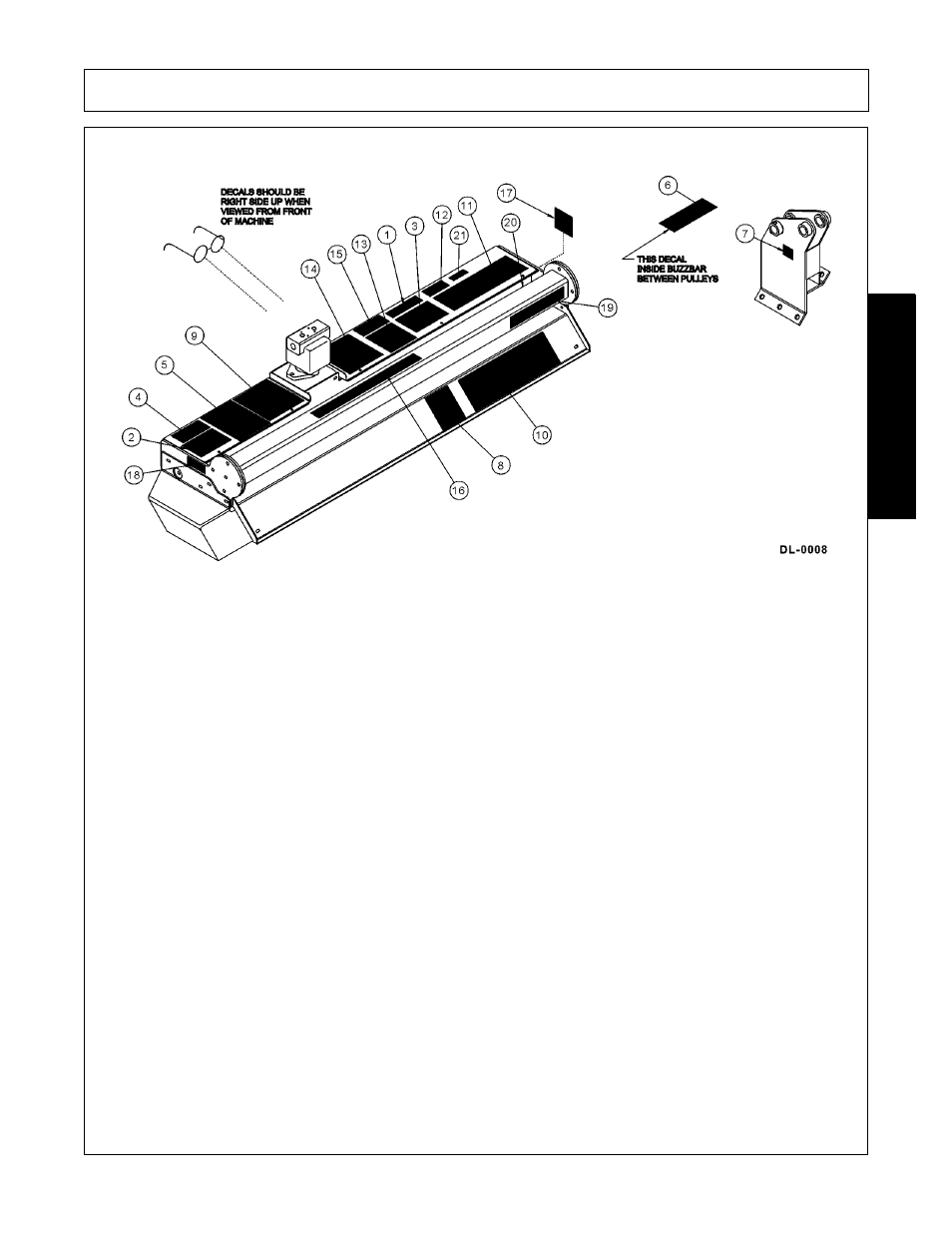 00758194 1 warning v-belt pinch, 00769736 1 warning use/repair shields, 00769737 1 danger cutting blades | 02925100 1 caution genuine parts, 02958241 1 danger operator safety, 02962764 1 danger pinch point, 00756004 1 danger guard missing, 02965262 1 danger leak/hose burst, 02967827 1 danger multi hazard rotary, 00757139 1 logo alamo by terrain king | Alamo Versa Series User Manual | Page 31 / 186