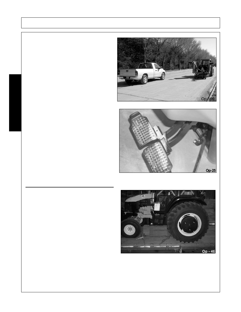 3 hauling the tractor and implement, Hauling the tractor and implement -46, Operation | Opera t ion | Alamo Flex-Wing Mechanical Level Lift Rotary Cutter/Shredder EAGLE 10/15 User Manual | Page 140 / 180